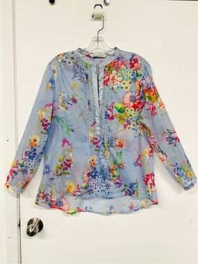 Max Volumary floral tissue cotton blouse Size 10 Romantic Feminine Lightweight